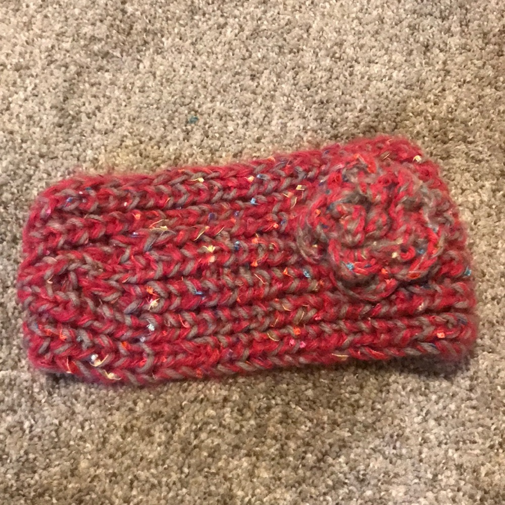 Pink crocheted headband